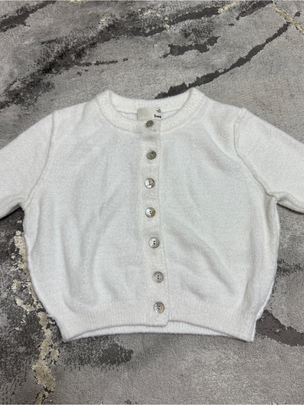 Aritzia White Button-Up Knit Cardigan